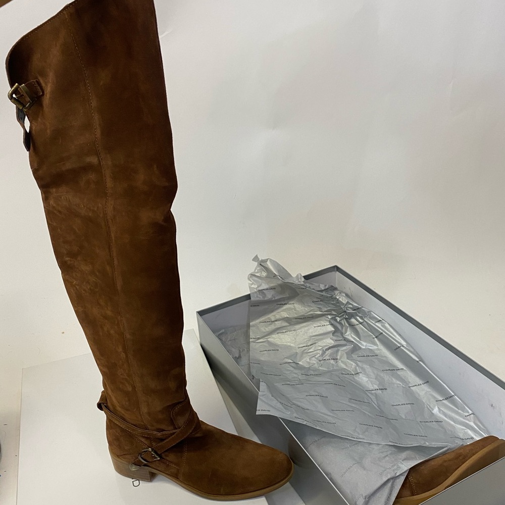 Charles David ‘Gianna’ OTK Suede Boots in Tobacco
